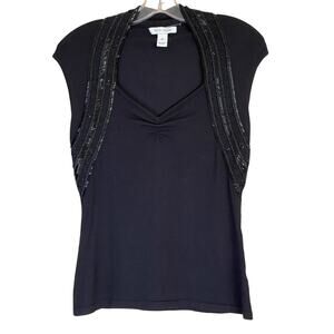 White House Black Market Beaded Dressy Silk Sleeveless Top. Size M